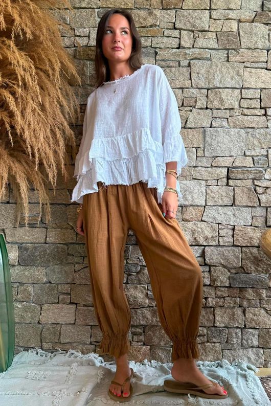 Sundaze Cheesecloth Bloomer Pant Hazelnut